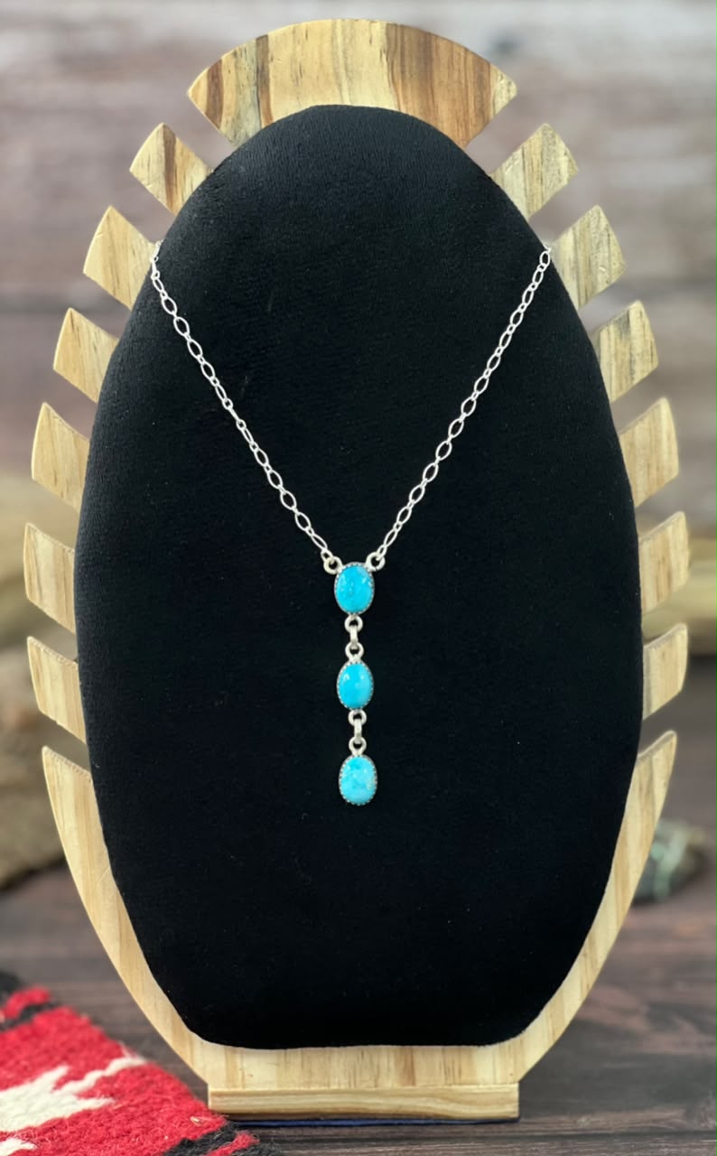 Handmade Sterling Silver Sierra Bella Turquoise Necklace Signed Nizhoni