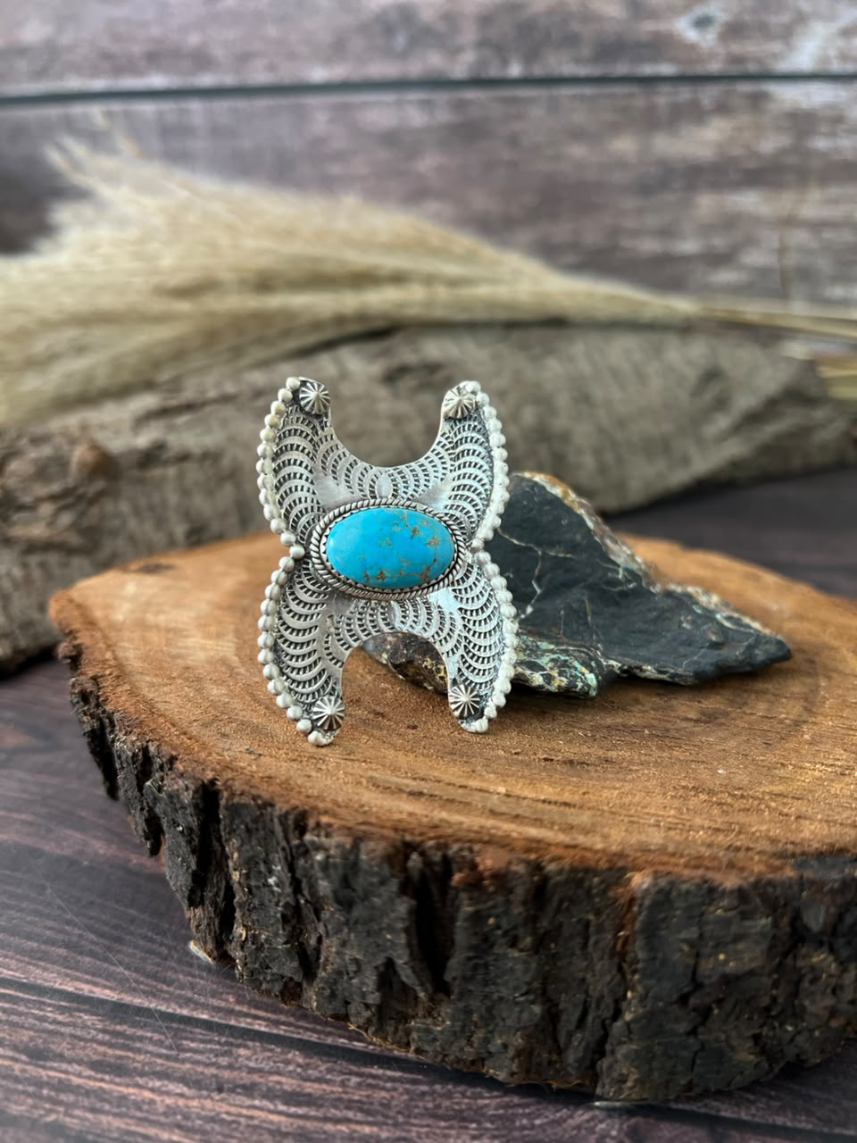 Handmade Sterling Silver Sierra Bella Turquoise Adjustable Ring Signed Nizhoni