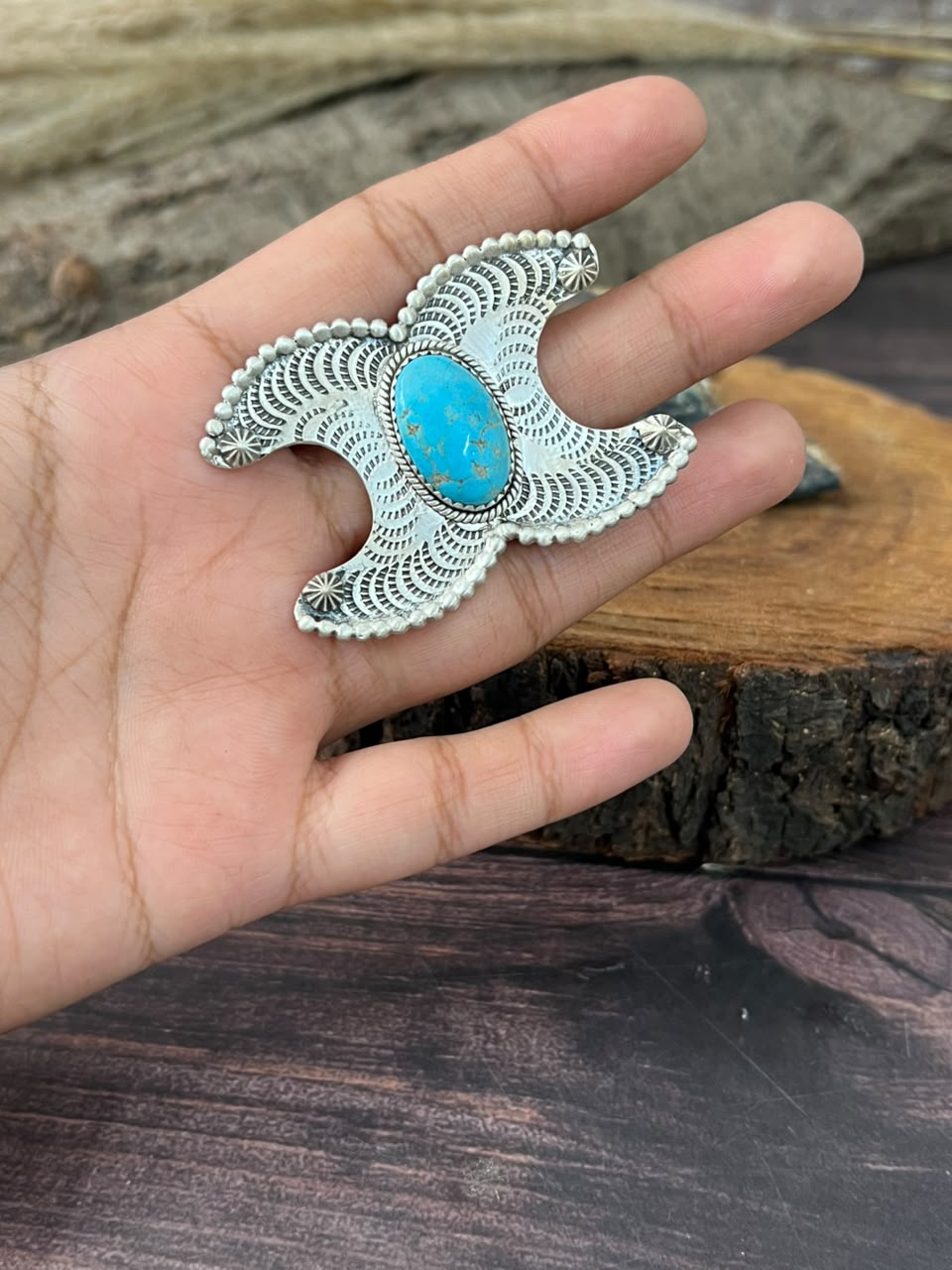 Handmade Sterling Silver Sierra Bella Turquoise Adjustable Ring Signed Nizhoni