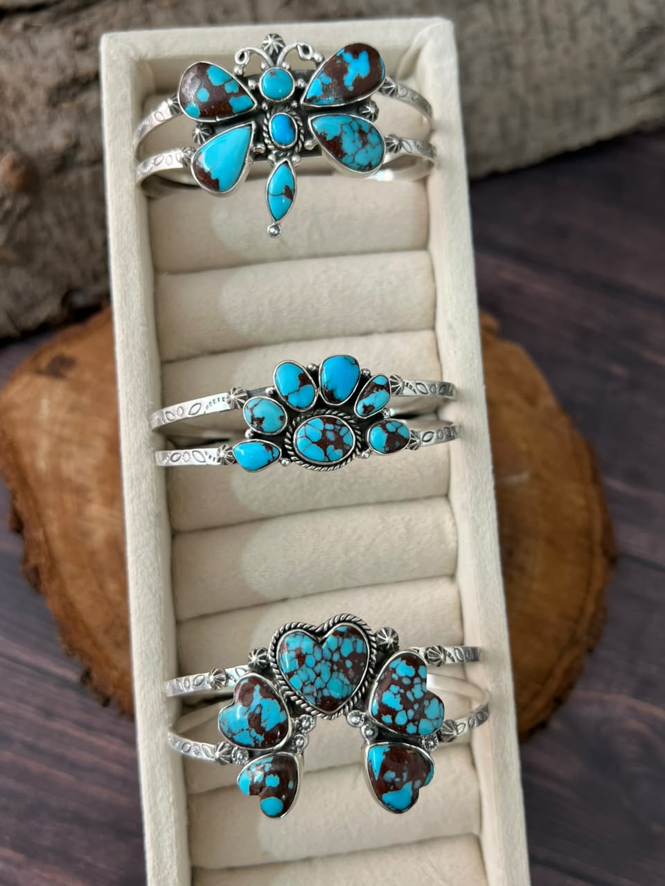 Handmade Sterling Silver Egyptian Turquoise Collection: Cuff Bracelet Signed Nizhoni