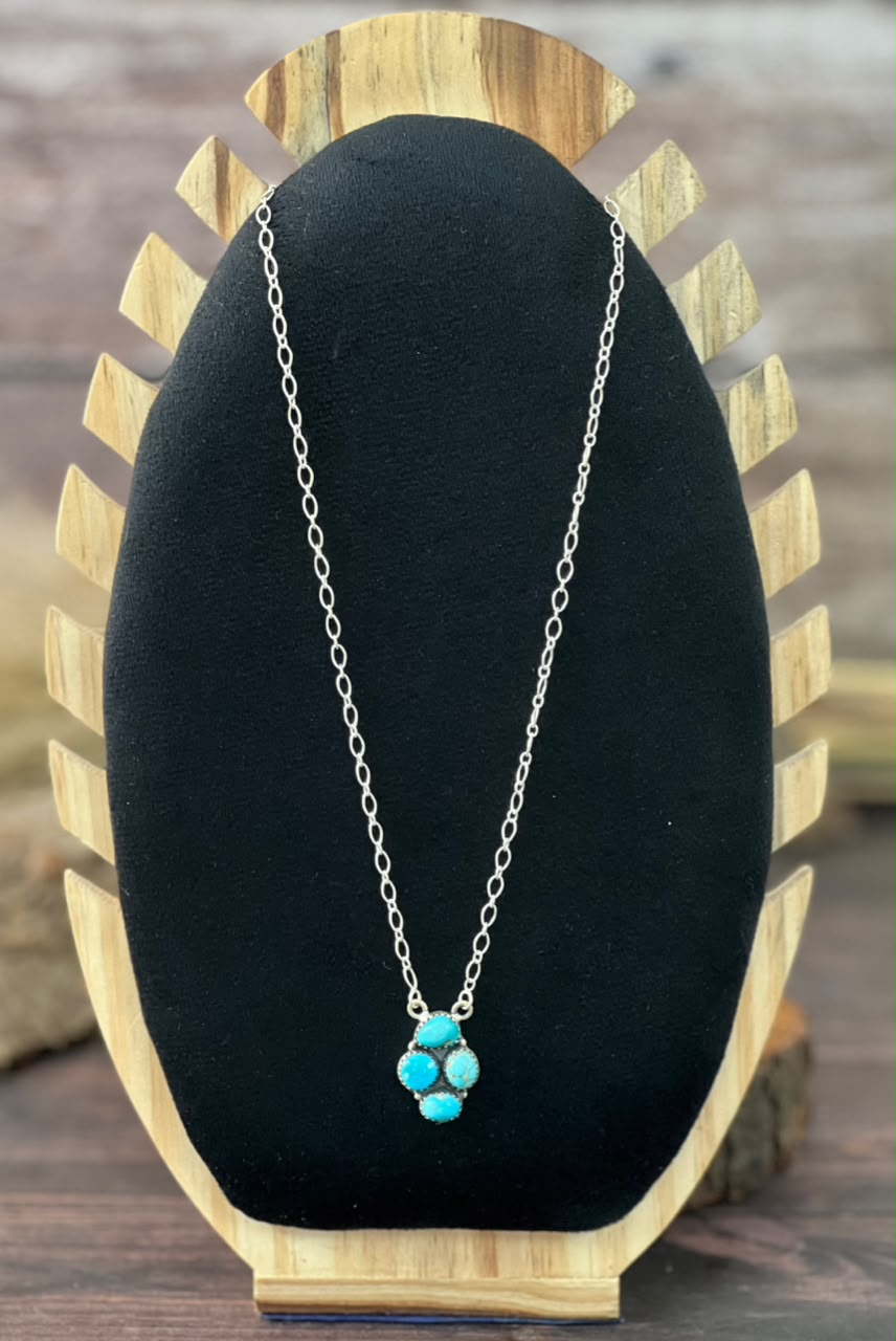 Handmade Sterling Silver Sierra Bella Turquoise Necklace Signed Nizhoni
