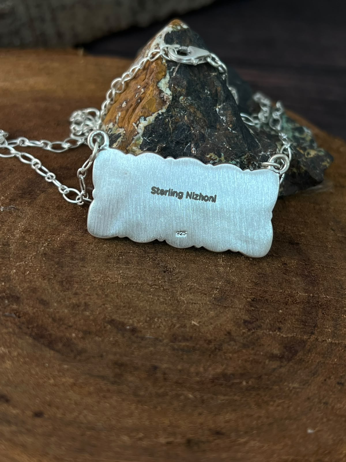 Handmade Sterling Silver Cotton Candy Bar Necklace Signed Nizhoni