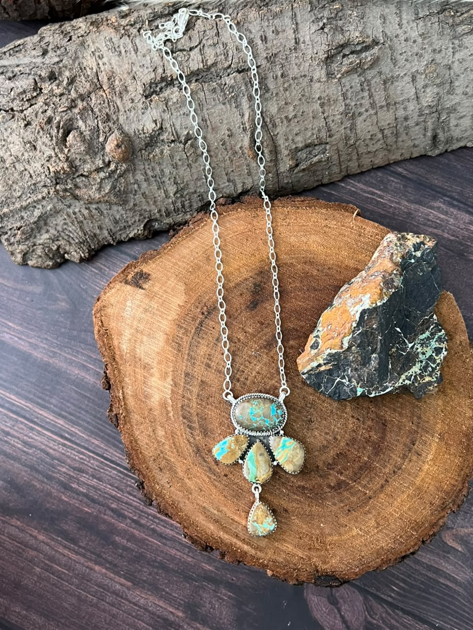 Handmade Sterling Silver Royston Turquoise Necklace Signed Nizhoni