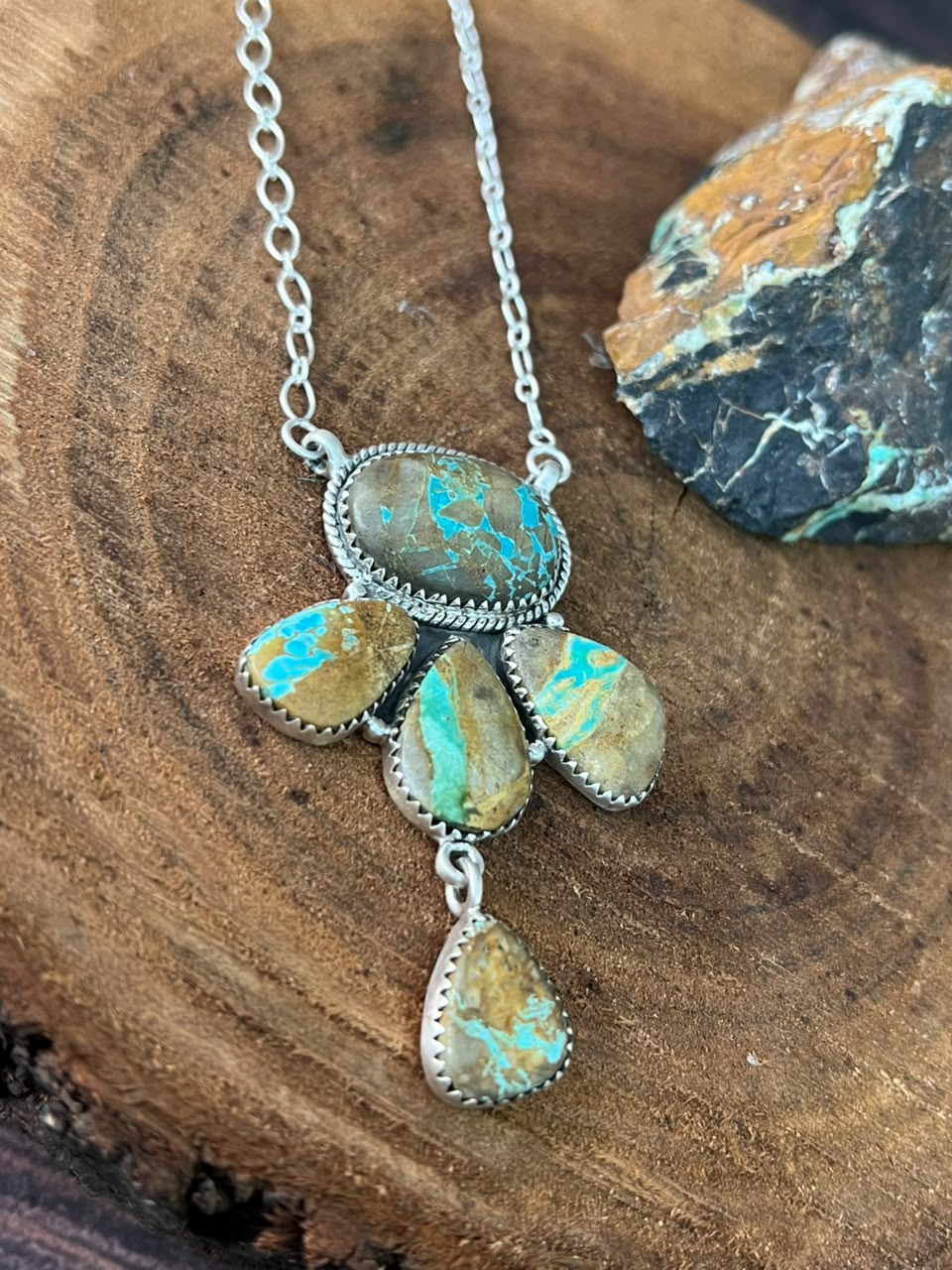 Handmade Sterling Silver Royston Turquoise Necklace Signed Nizhoni