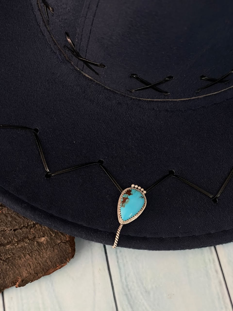 Handmade Sterling Silver Egyptian Turquoise Collection: Hat Pin Signed Nizhoni
