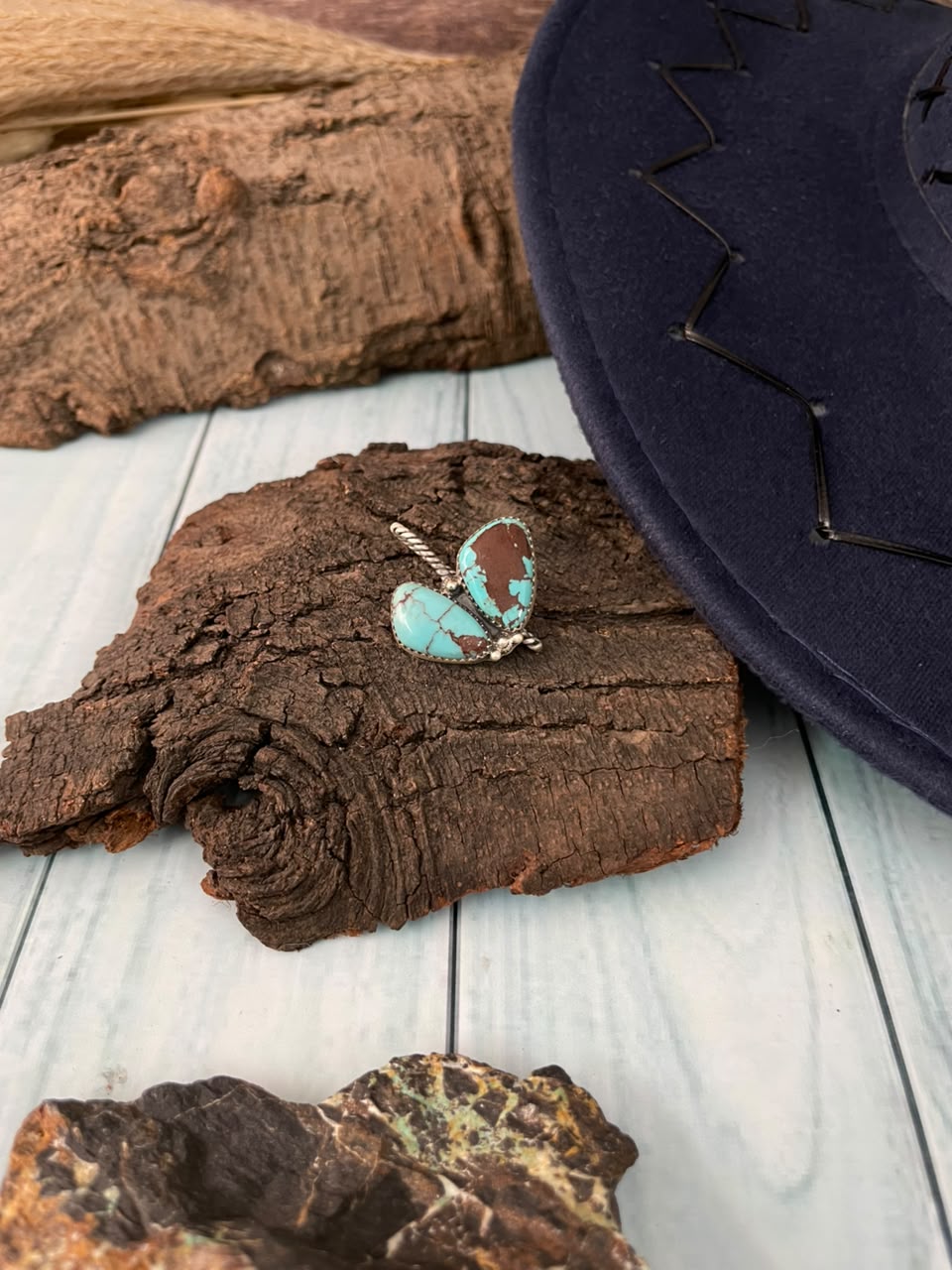 Handmade Sterling Silver Egyptian Turquoise Collection: Hat Pin Signed Nizhoni