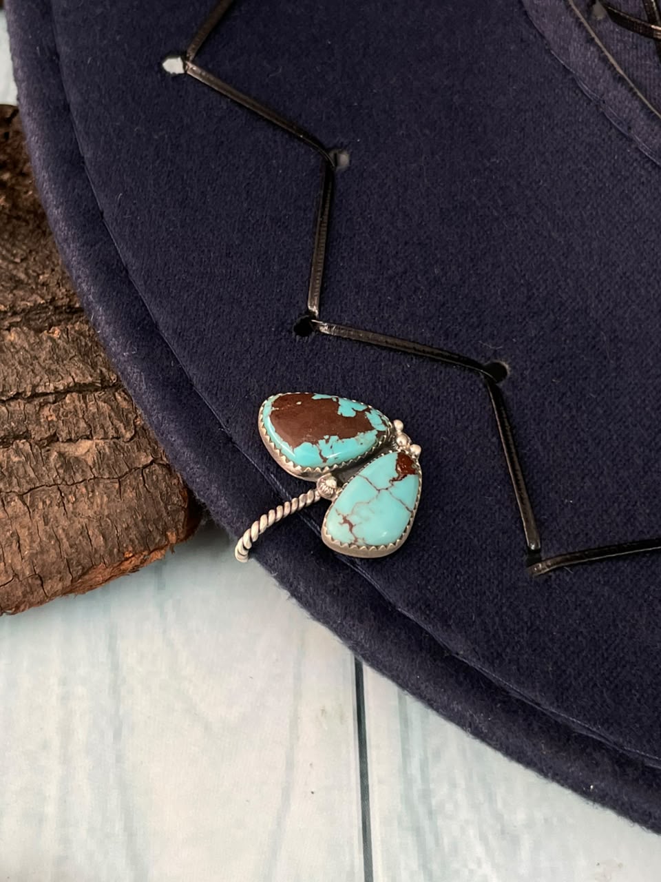 Handmade Sterling Silver Egyptian Turquoise Collection: Hat Pin Signed Nizhoni
