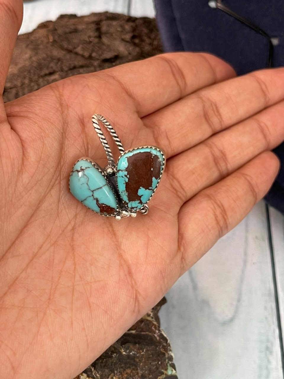 Handmade Sterling Silver Egyptian Turquoise Collection: Hat Pin Signed Nizhoni