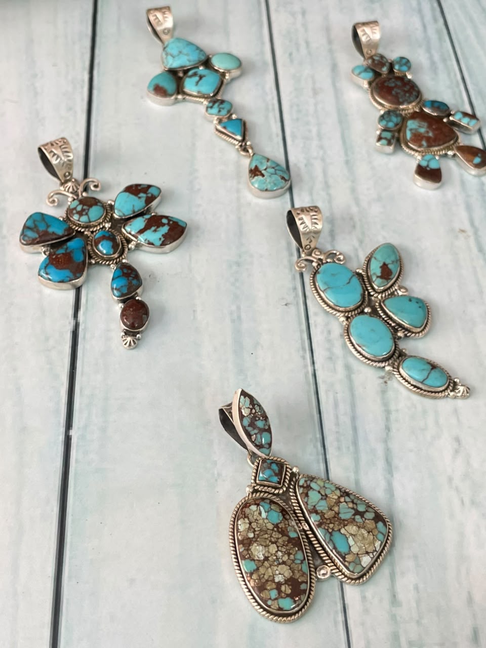 Handmade Sterling Silver Egyptian Turquoise Pendant Signed Nizhoni
