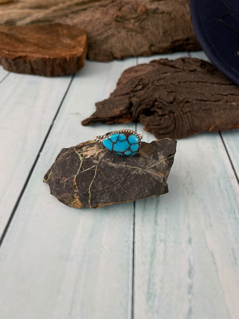 Handmade Sterling Silver Egyptian Turquoise Collection: Hat Pin Signed Nizhoni