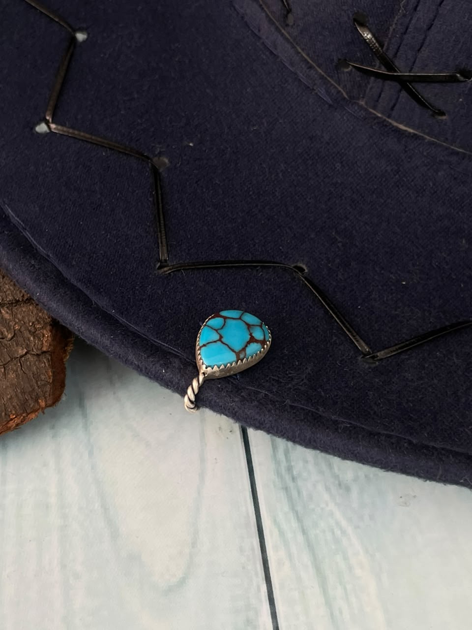 Handmade Sterling Silver Egyptian Turquoise Collection: Hat Pin Signed Nizhoni
