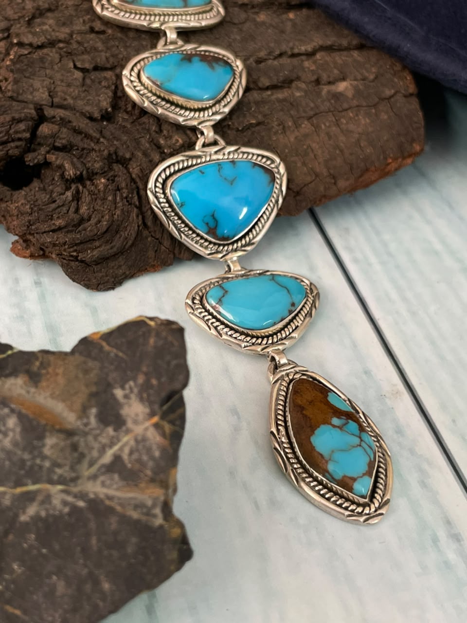 Handmade Sterling Silver Egyptian Turquoise Collection: Pendant Signed Nizhoni