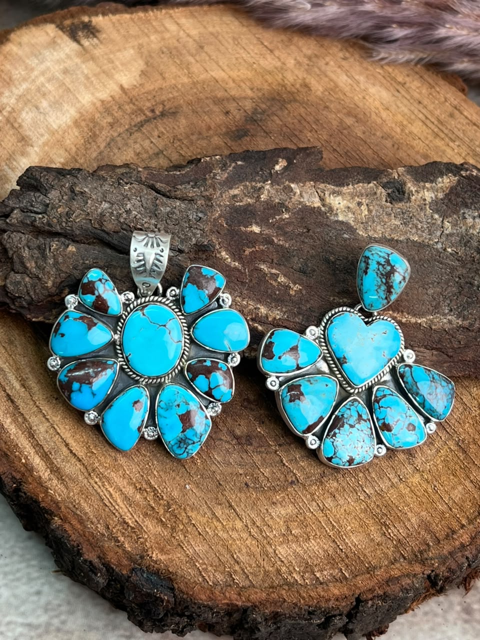 Handmade Sterling Silver Egyptian Turquoise Collection: Pendant Signed Nizhoni