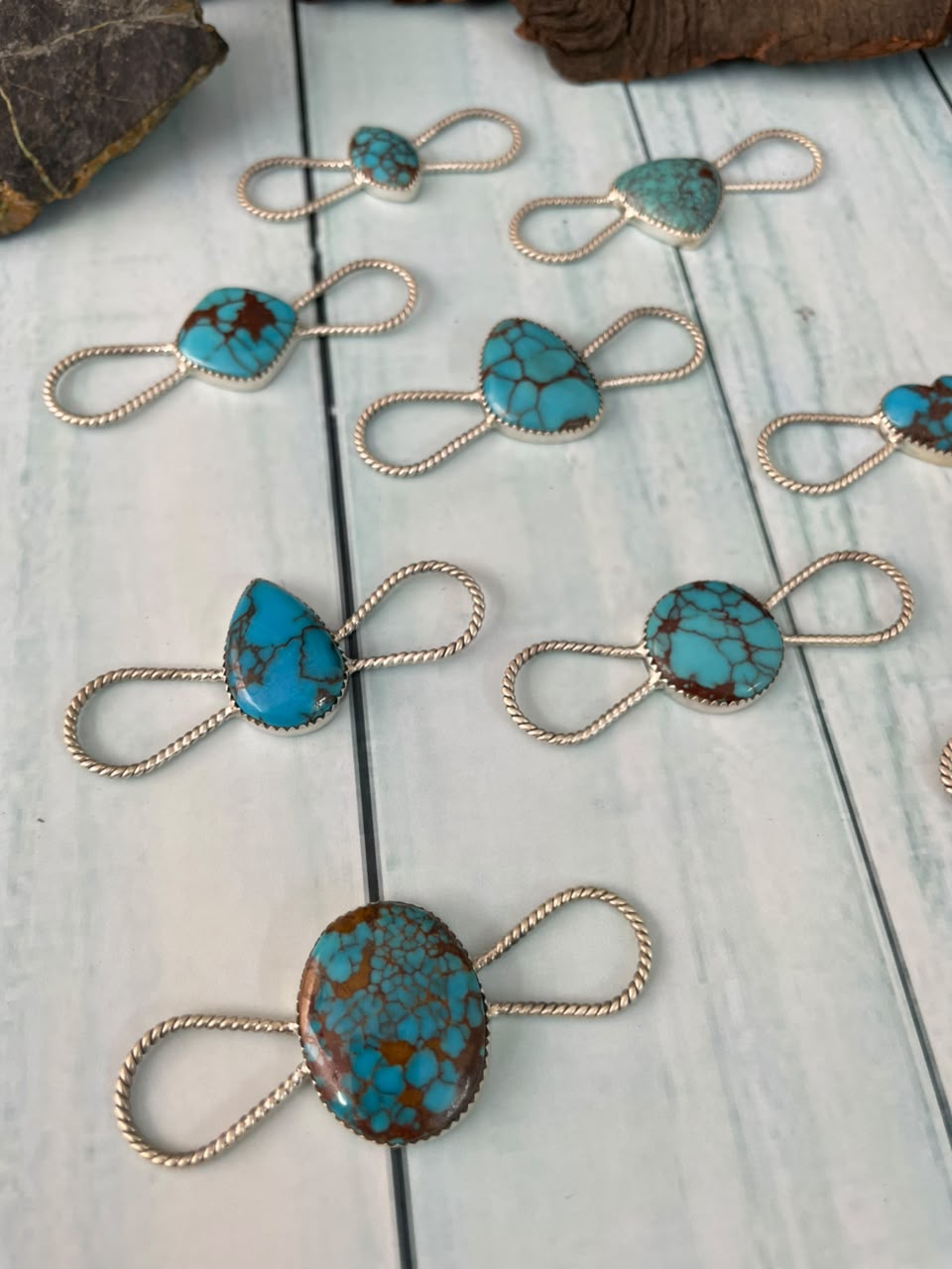 Handmade Sterling Silver Egyptian Turquoise Collection: Scarf Charm Signed Nizhoni
