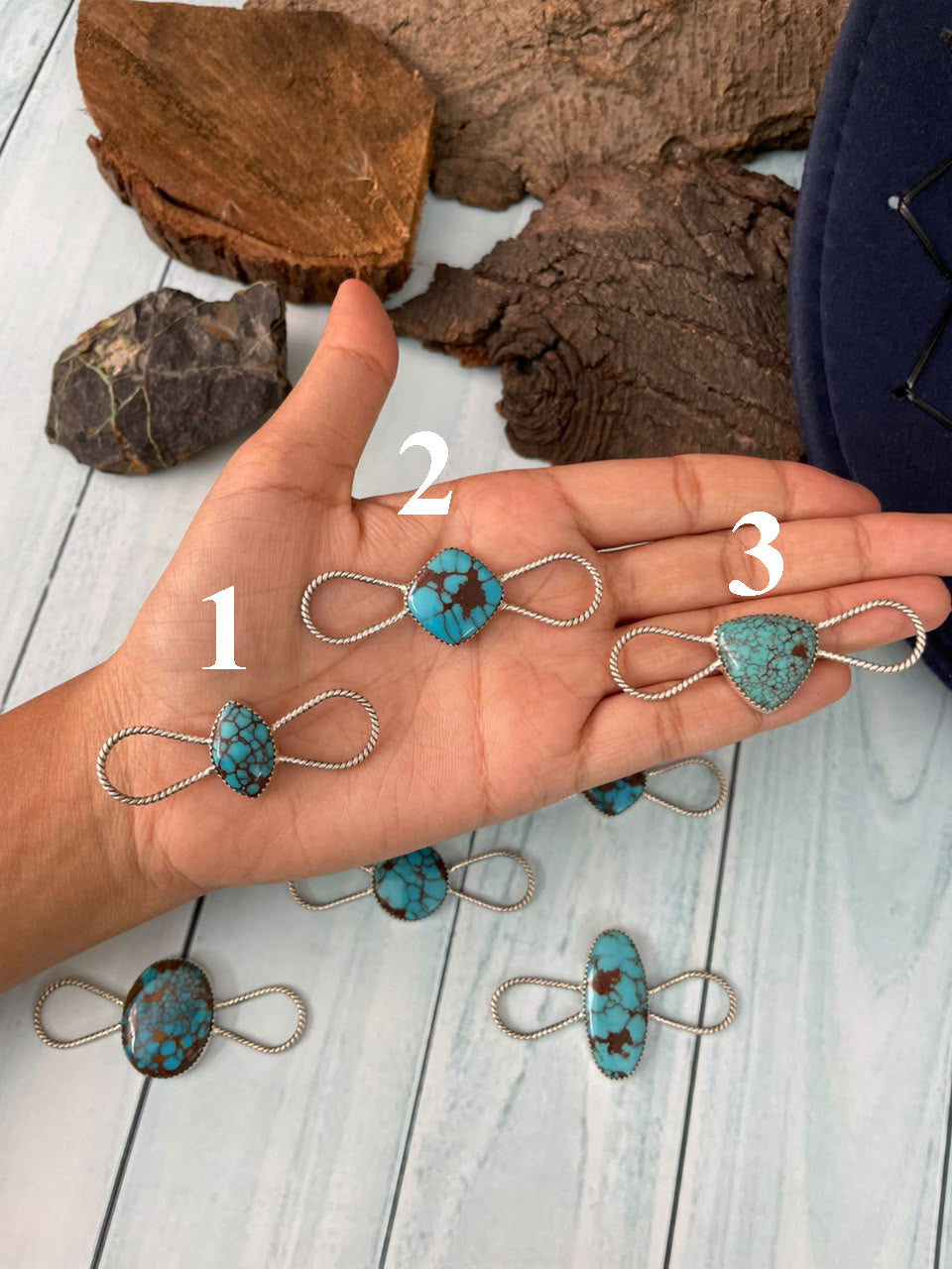 Handmade Sterling Silver Egyptian Turquoise Collection: Scarf Charm Signed Nizhoni