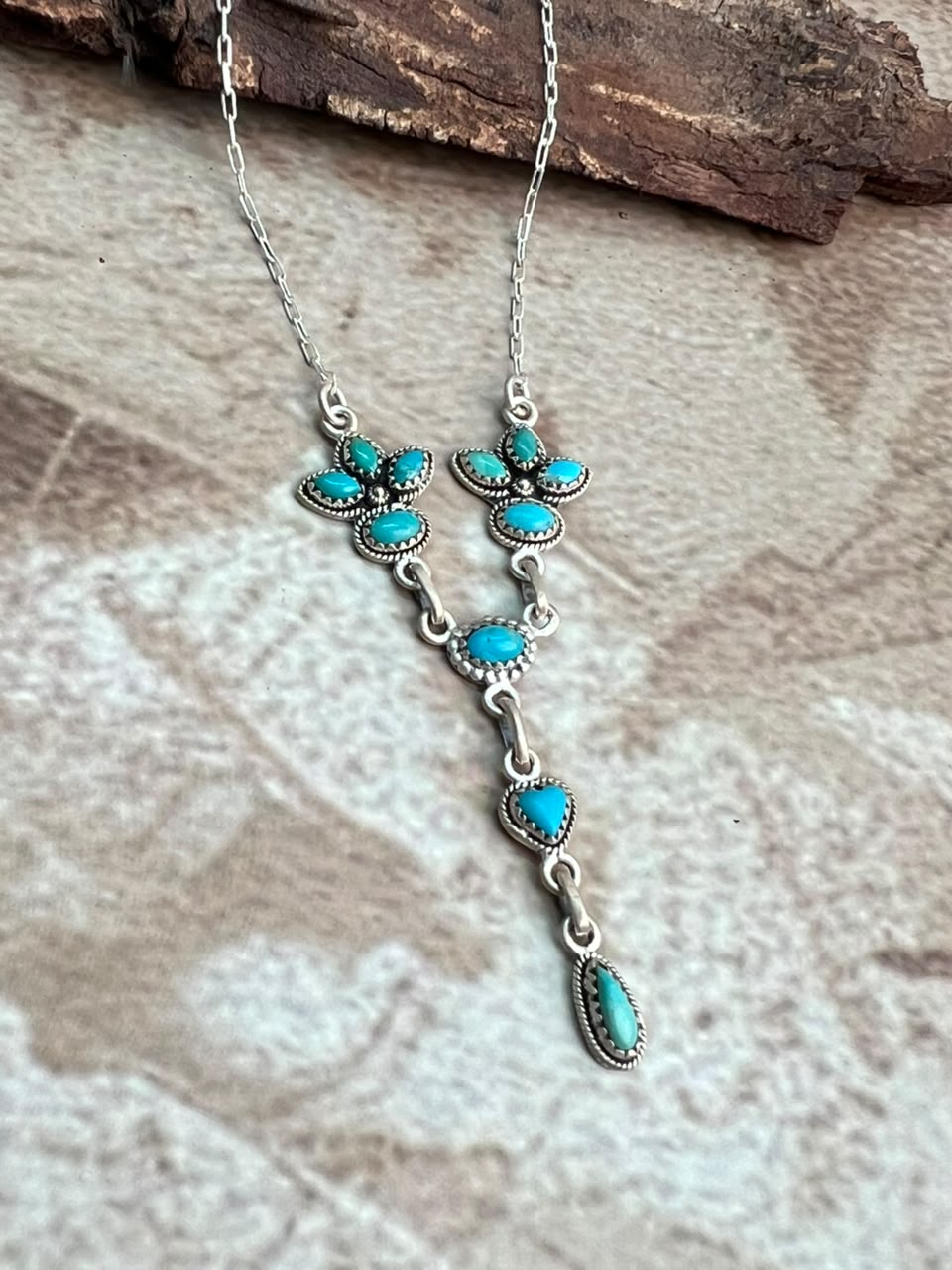 Handmade Sterling Silver Kingman Turquoise Necklace Signed Nizhoni
