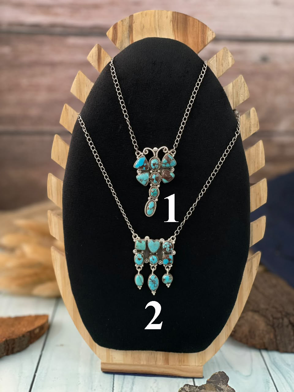 Handmade Sterling Silver Egyptian Turquoise Collection: Necklace Signed Nizhoni