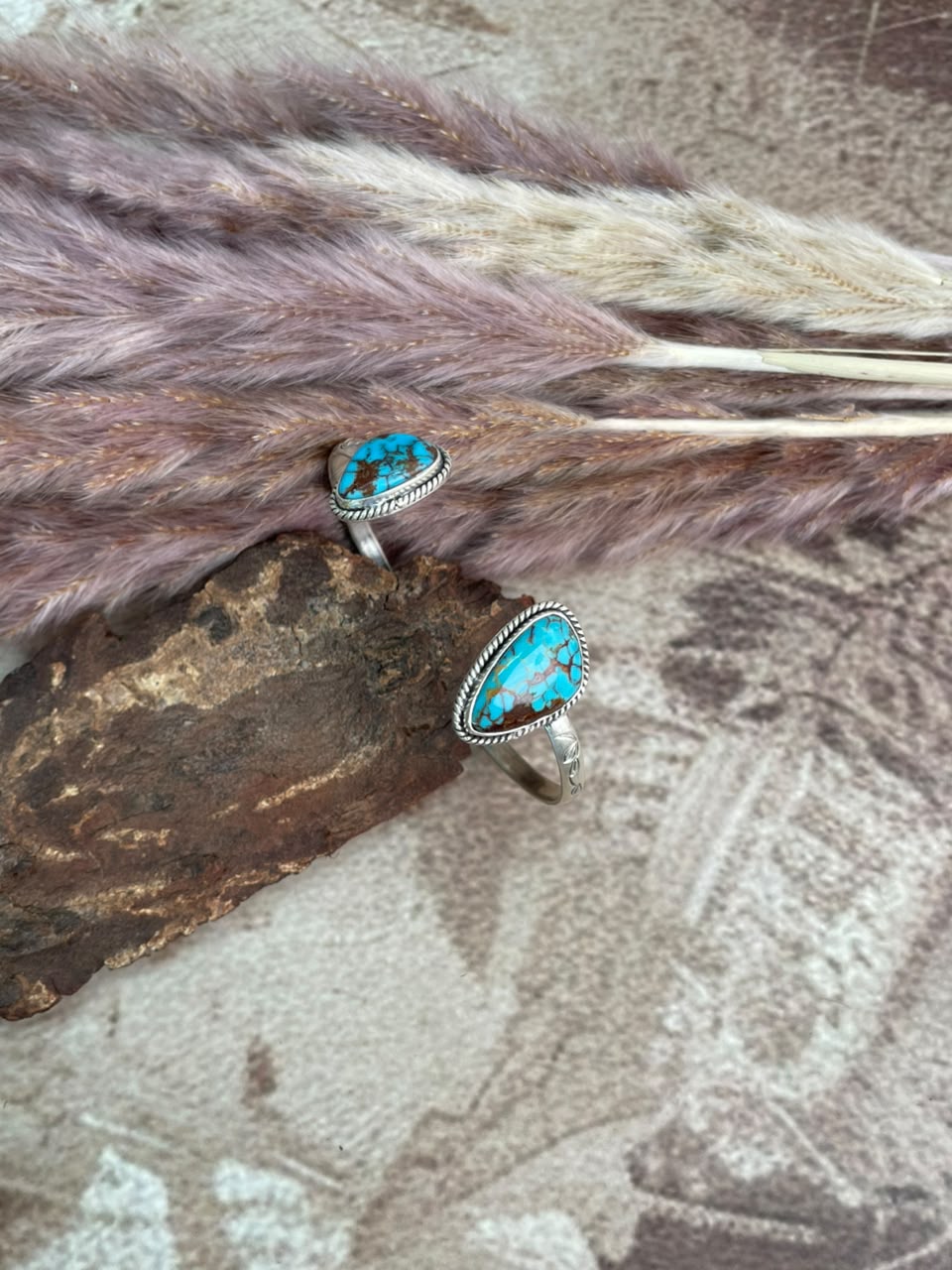 Handmade Sterling Silver Egyptian Turquoise Collection: Cuff Bracelet Signed Nizhoni