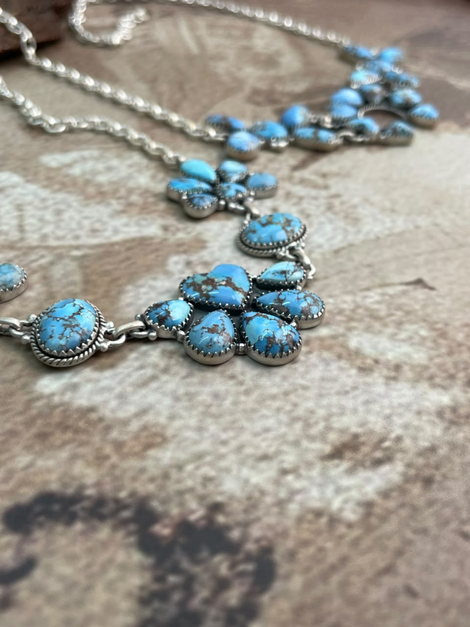 Handmade Sterling Silver Golden Hills Turquoise Necklace Signed Nizhoni