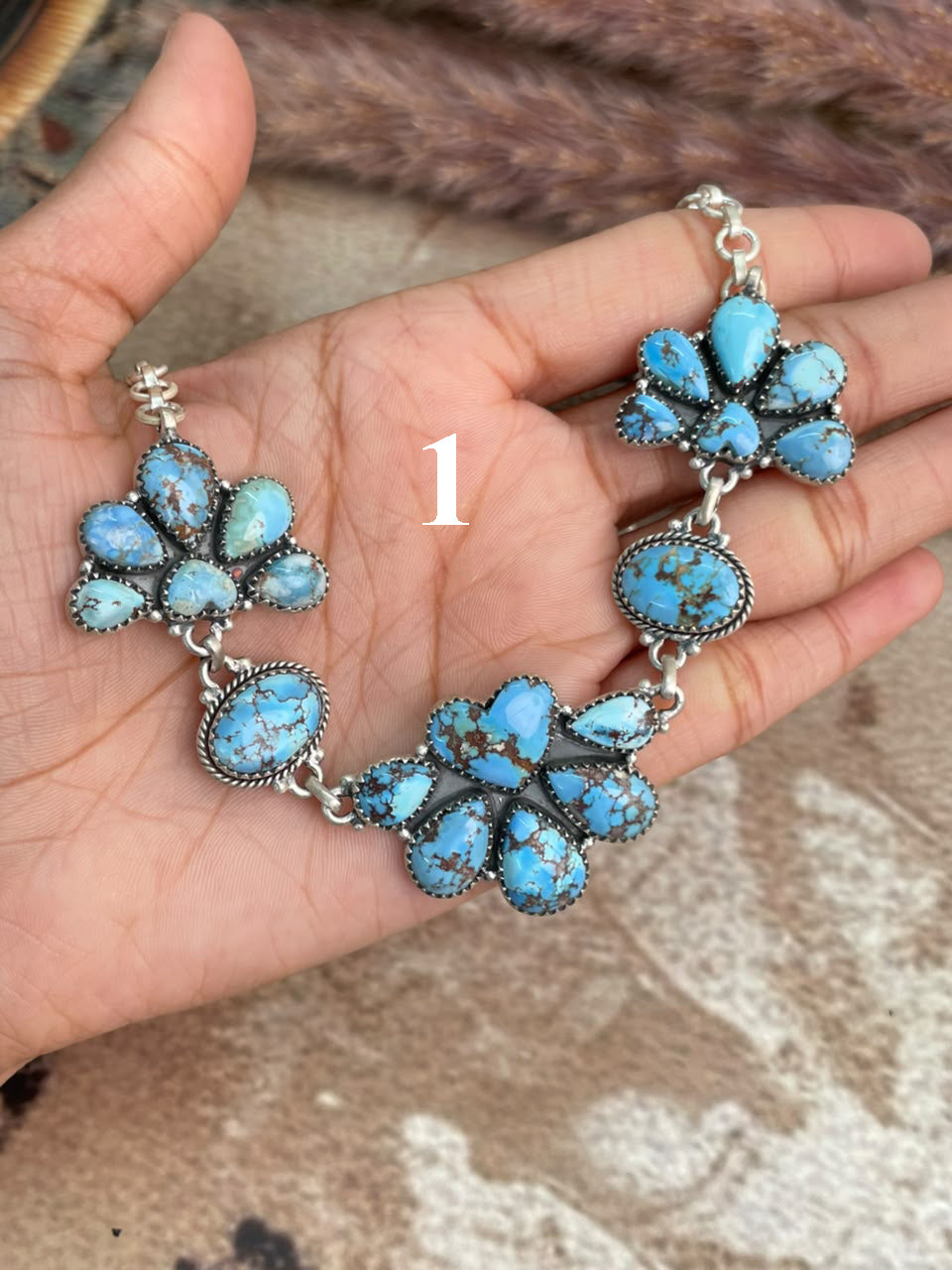 Handmade Sterling Silver Golden Hills Turquoise Necklace Signed Nizhoni