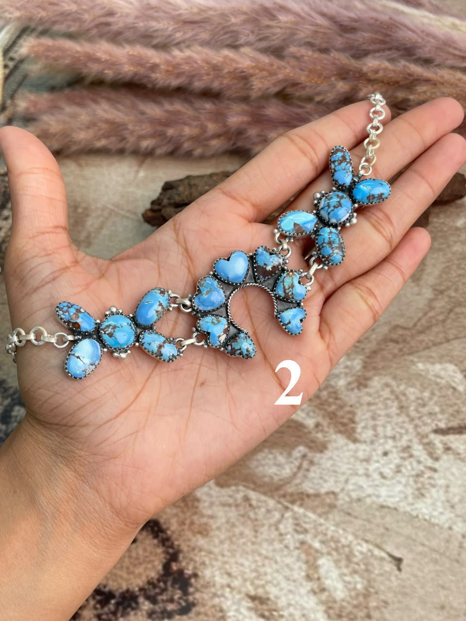 Handmade Sterling Silver Golden Hills Turquoise Necklace Signed Nizhoni