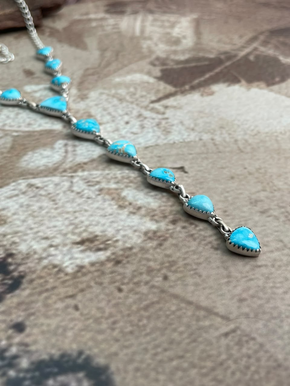 Handmade Sterling Silver Sierra Bella Turquoise Necklace Signed Nizhoni