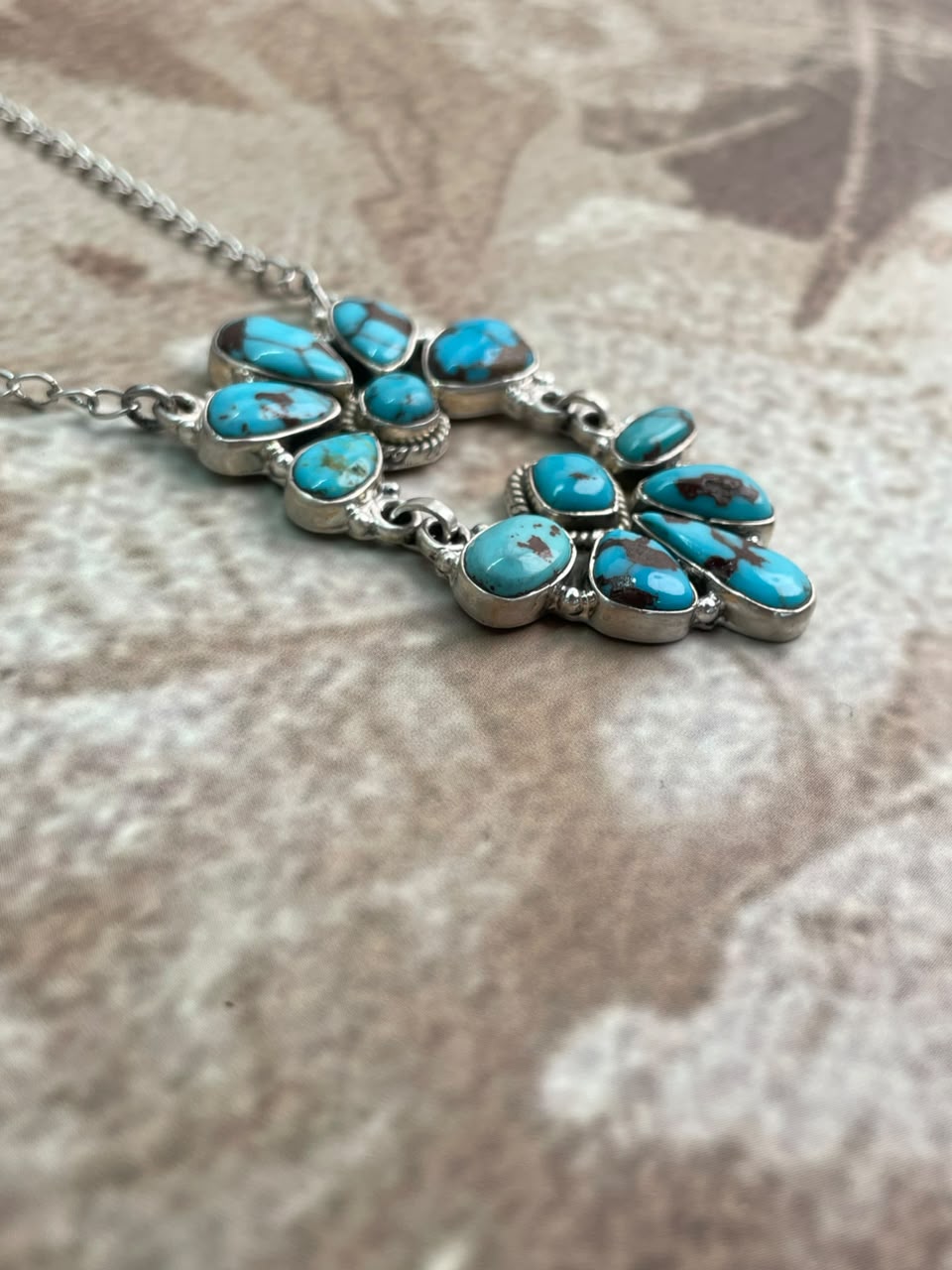 Handmade Sterling Silver Egyptian Turquoise Collection: Necklace Signed Nizhoni