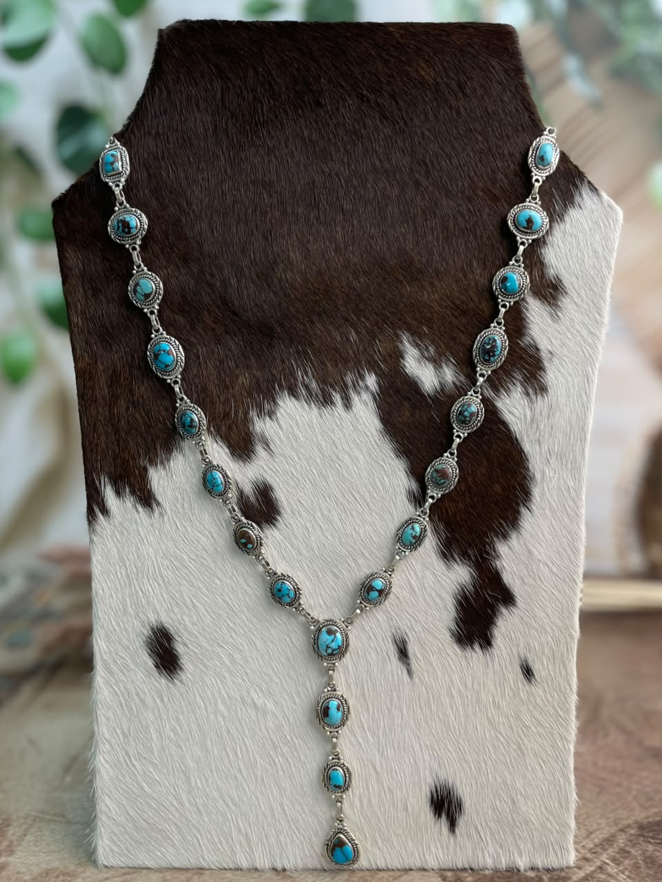 Handmade Sterling Silver Egyptian Turquoise Collection: Drop Necklace Signed Nizhoni
