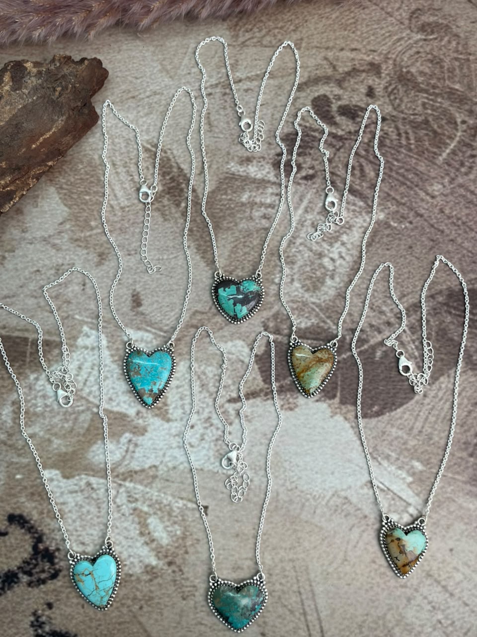 Handmade Sterling Silver Manassa Turquoise Heart Necklace Signed Nizhoni