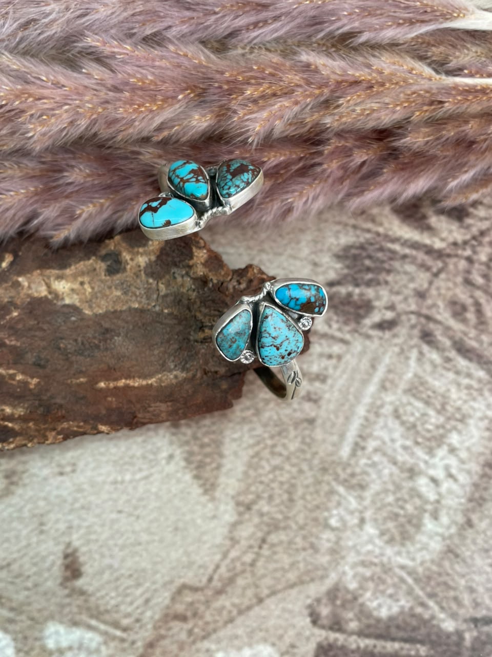 Handmade Sterling Silver Egyptian Turquoise Collection: Cuff Bracelet Signed Nizhoni
