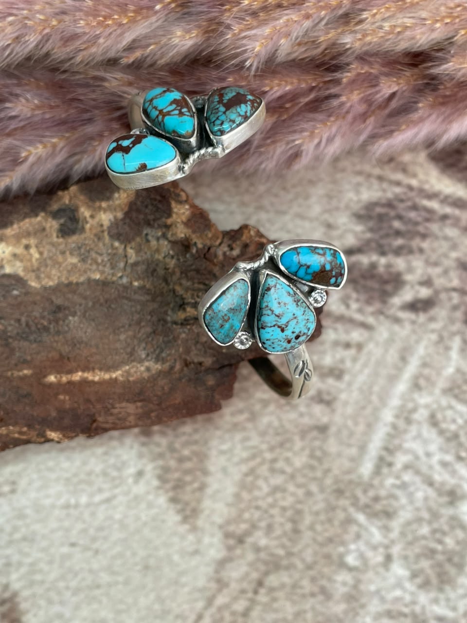 Handmade Sterling Silver Egyptian Turquoise Collection: Cuff Bracelet Signed Nizhoni