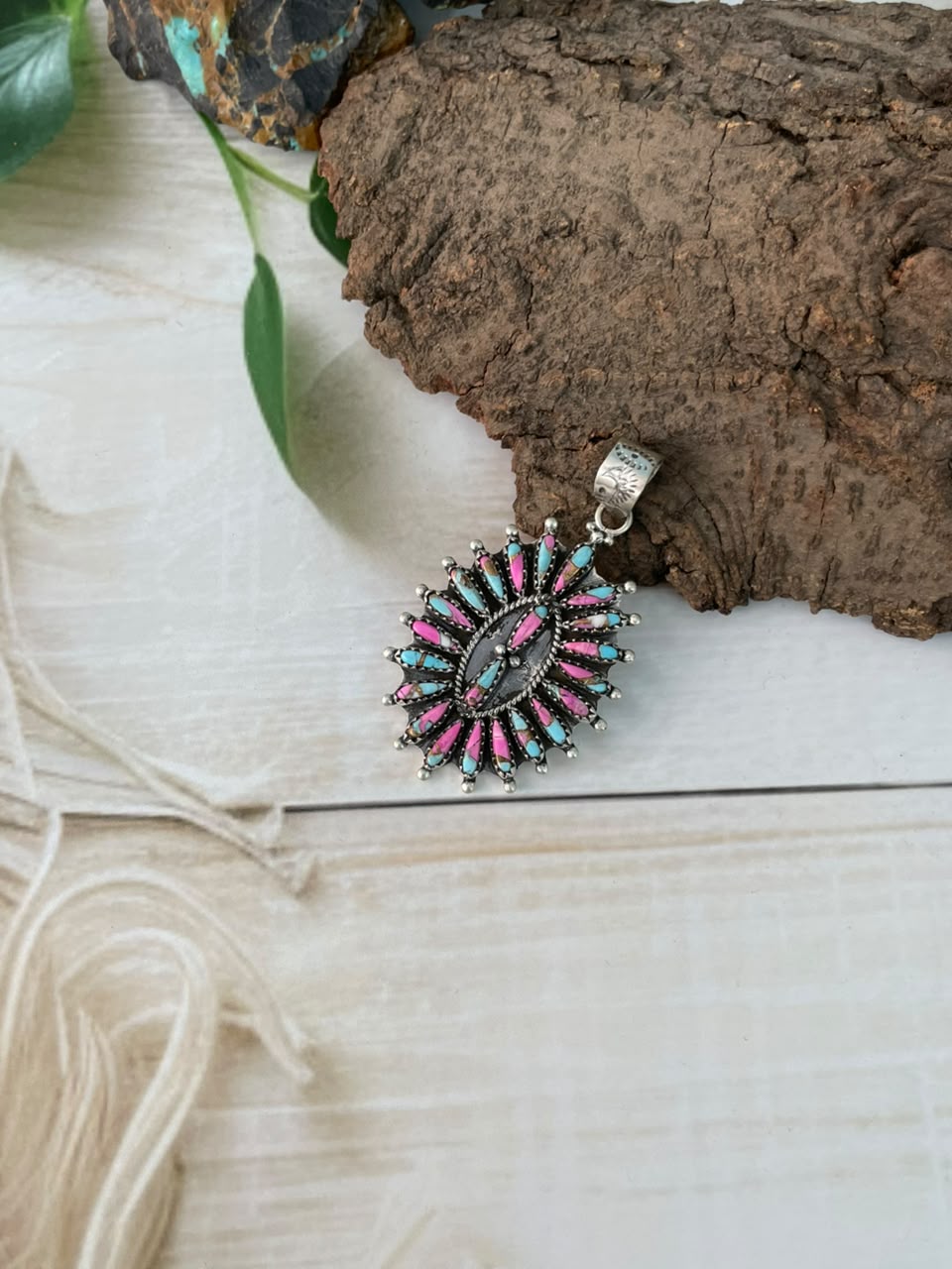 Handmade Sterling Silver Cotton Candy Pendant Signed Nizhoni (6)