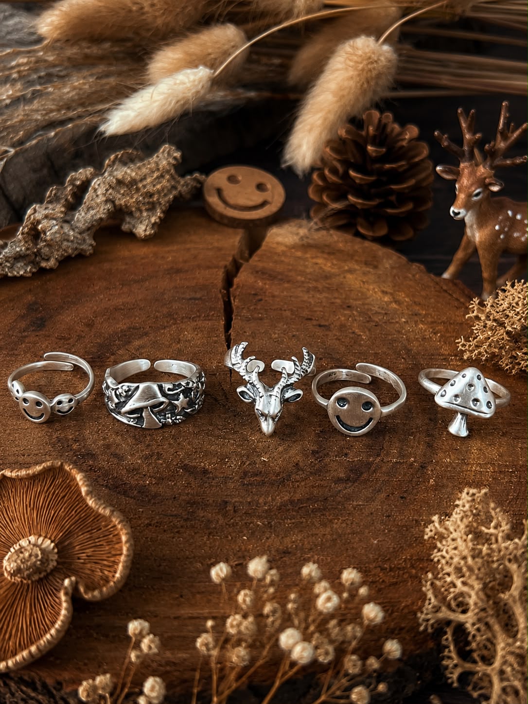 Handmade Sterling Silver Mystic Grove Stack Collection: Adjustable Ring