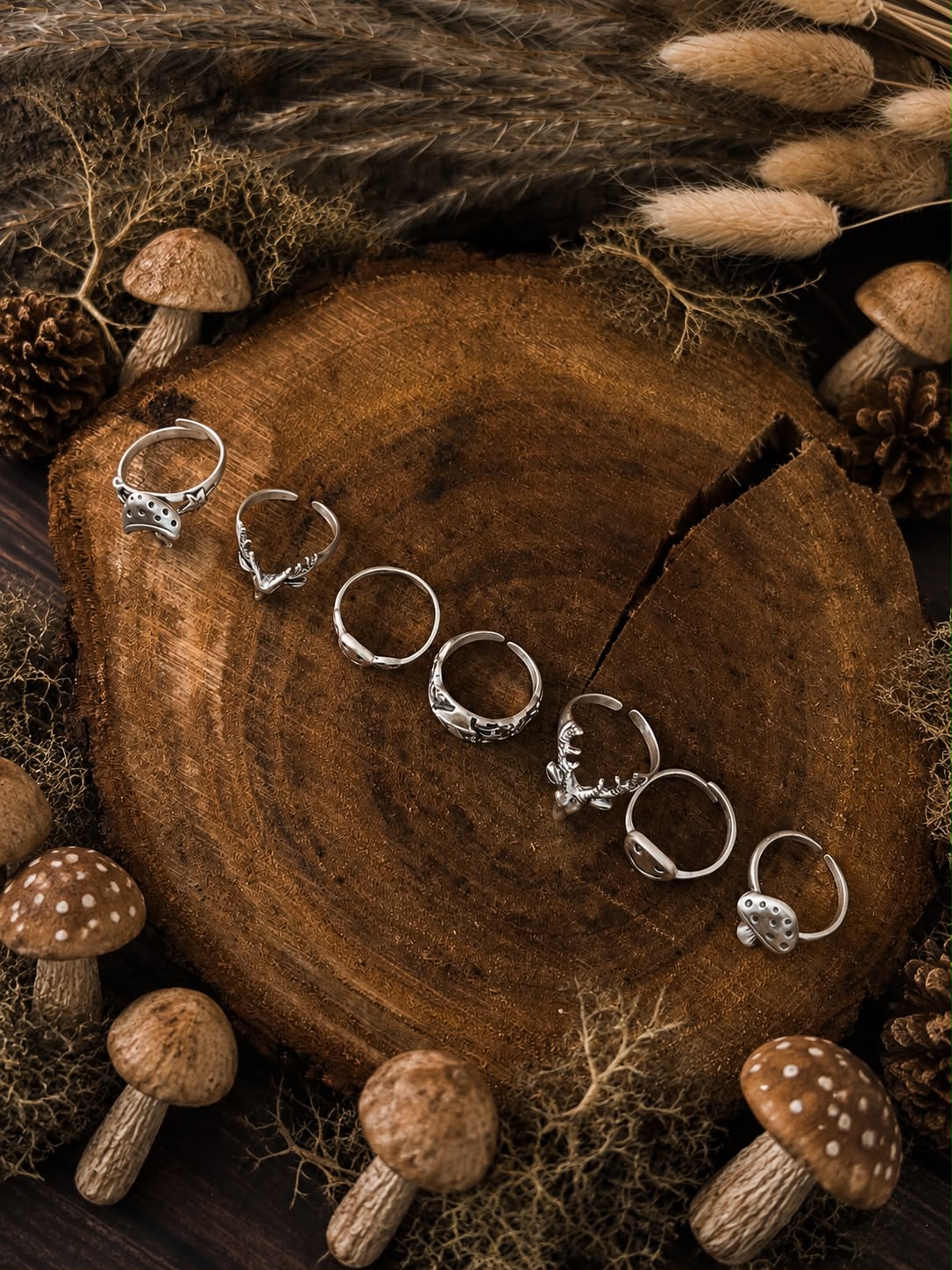 Handmade Sterling Silver Mystic Grove Stack Collection: Adjustable Ring