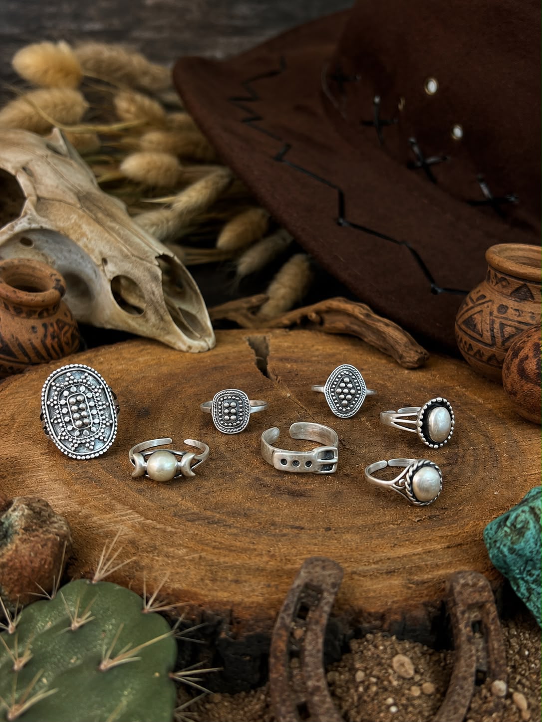 Handmade Sterling Silver Desert Relics Stack Collection: Adjustable Ring