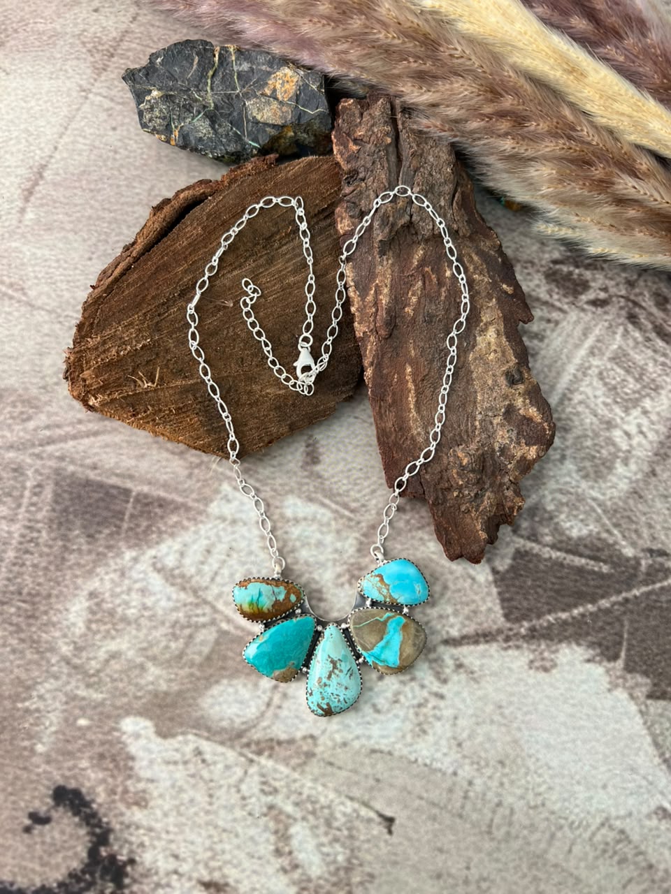Handmade Sterling Silver Royston Turquoise Necklace Signed Nizhoni