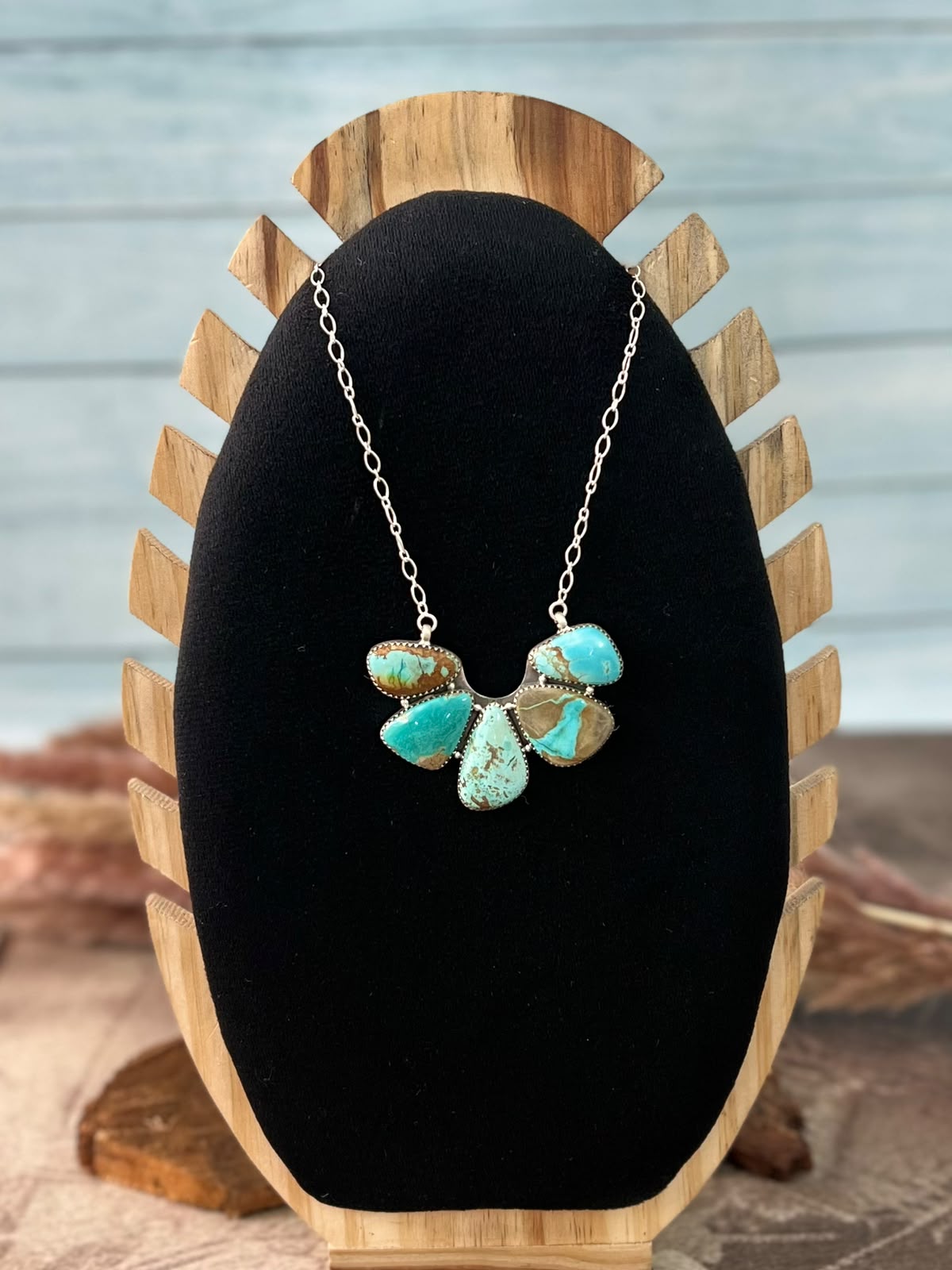 Handmade Sterling Silver Royston Turquoise Necklace Signed Nizhoni