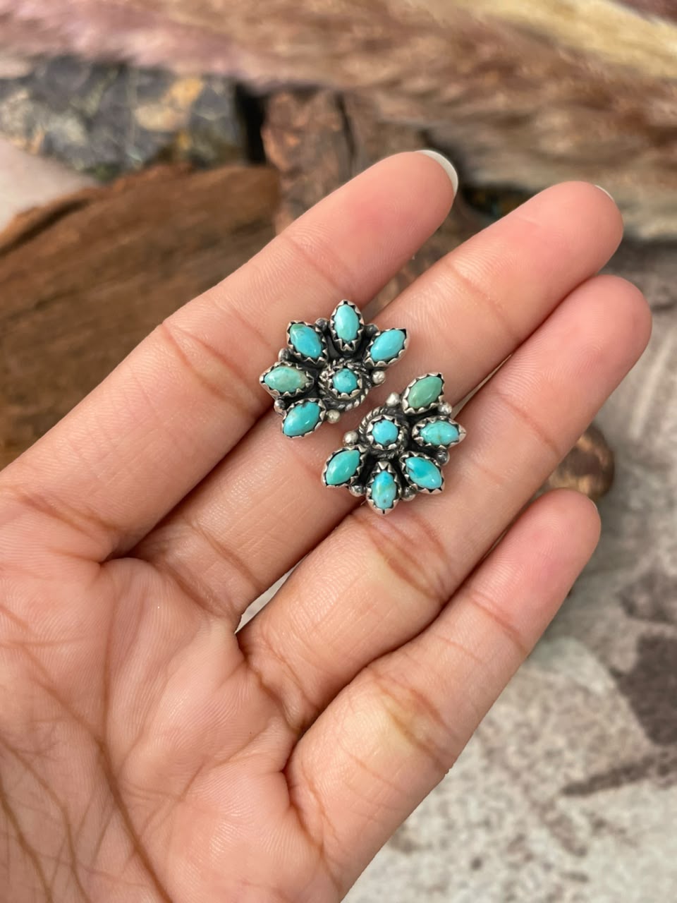 Handmade Sterling Silver Kingman Turquoise Adjustable Ring Signed Nizhoni
