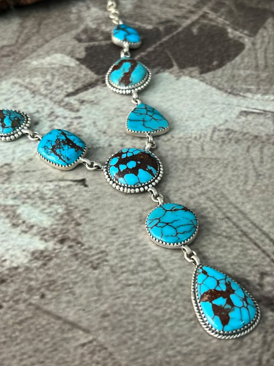 Handmade Sterling Silver Egyptian Turquoise Necklace Signed Nizhoni