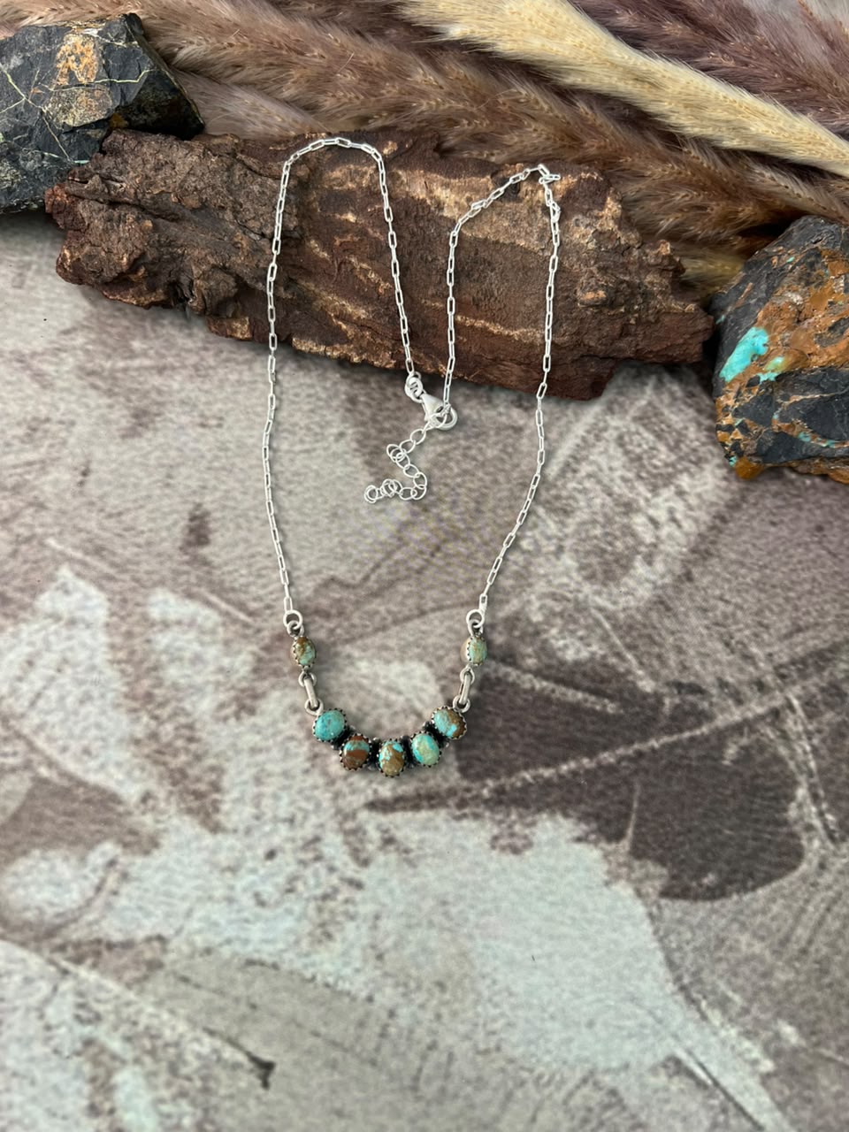 Handmade Sterling Silver Number 8 Turquoise Collection: Necklace Signed Nizhoni