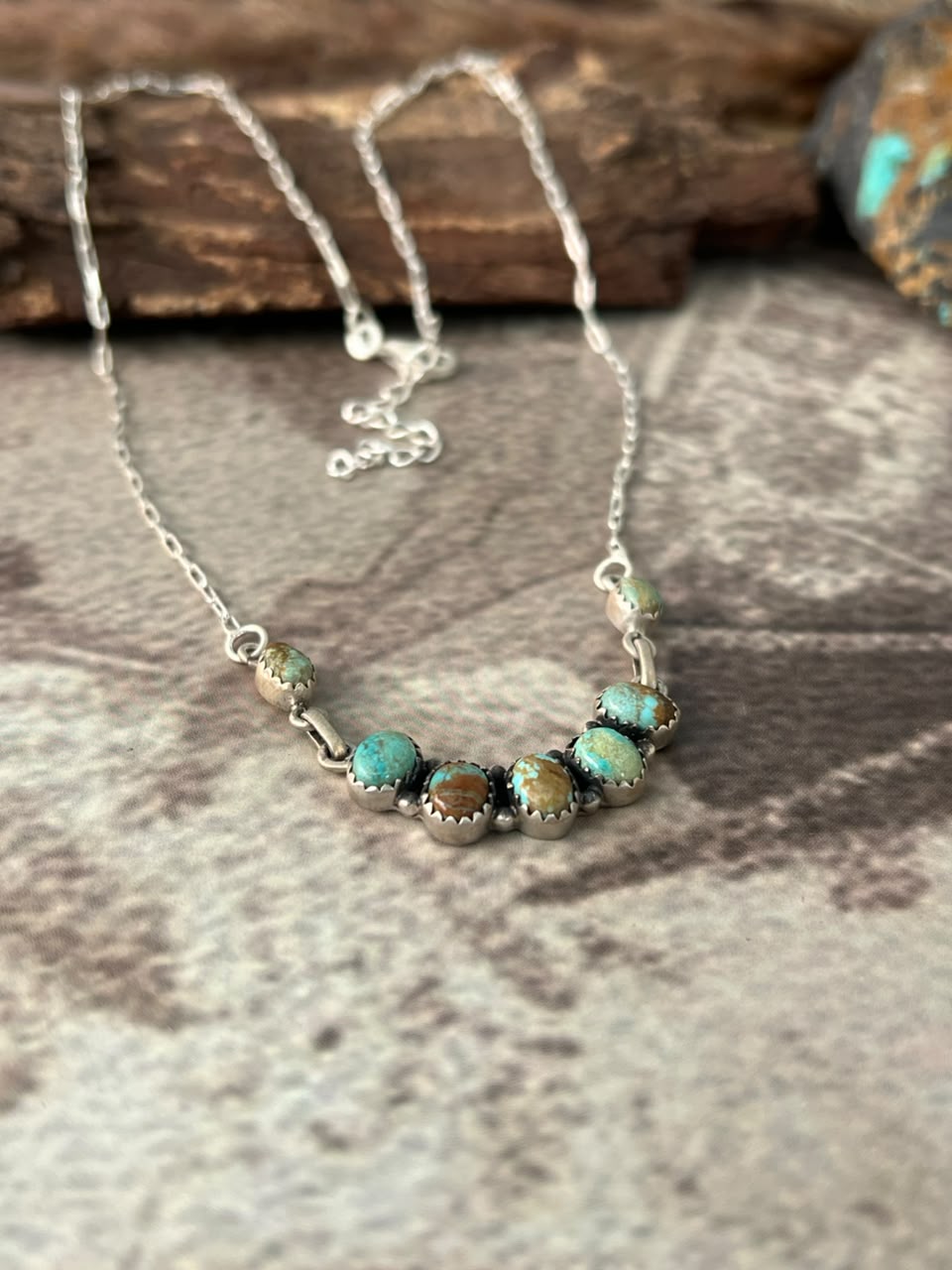 Handmade Sterling Silver Number 8 Turquoise Collection: Necklace Signed Nizhoni