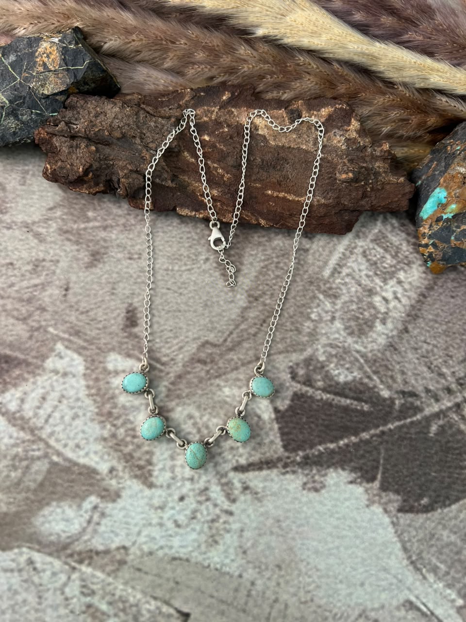 Handmade Sterling Silver Number 8 Turquoise Collection: Necklace Signed Nizhoni