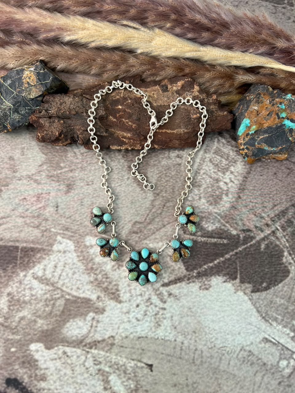 Handmade Sterling Silver Number 8 Turquoise Collection: Necklace Signed Nizhoni