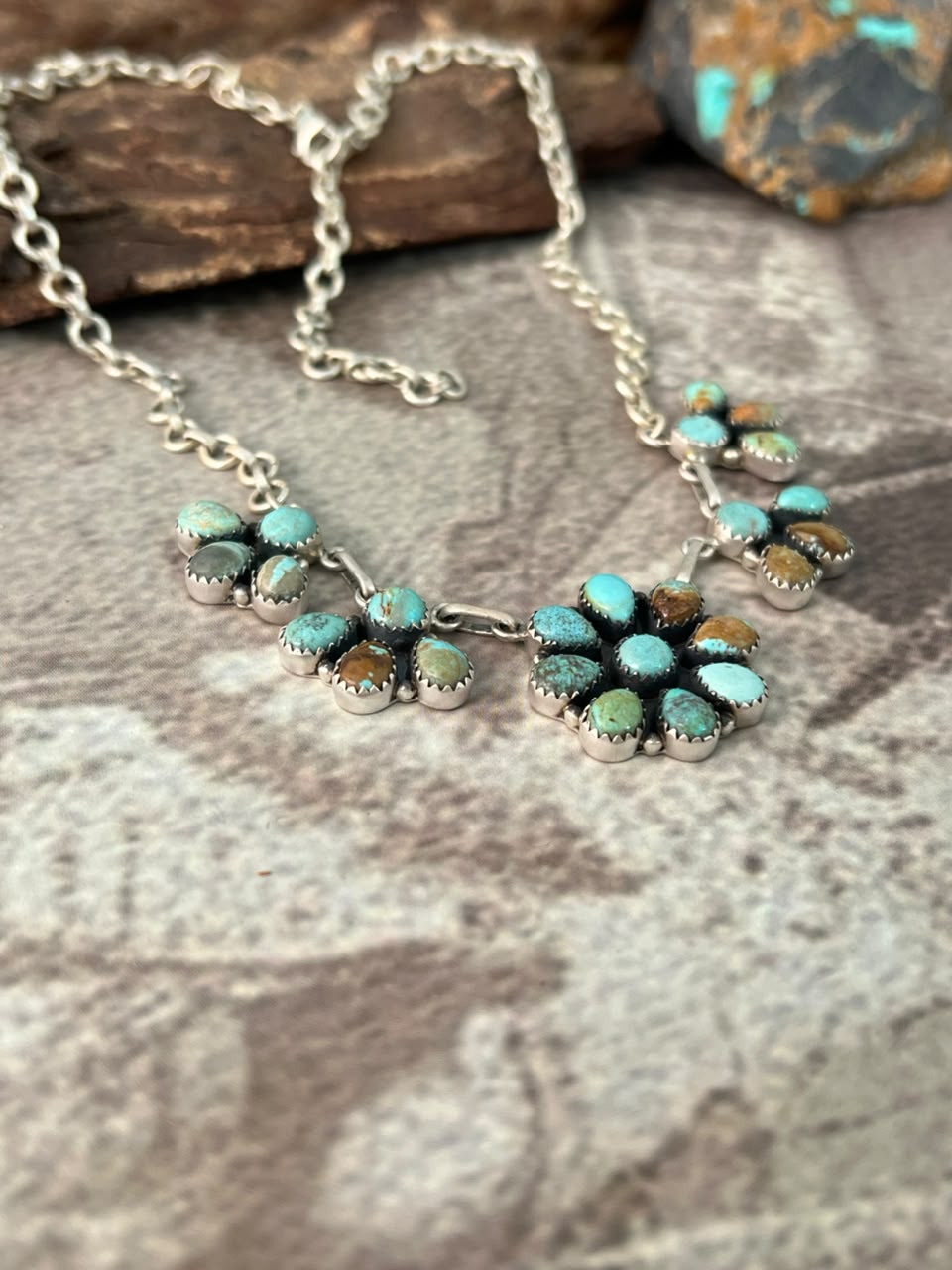 Handmade Sterling Silver Number 8 Turquoise Collection: Necklace Signed Nizhoni