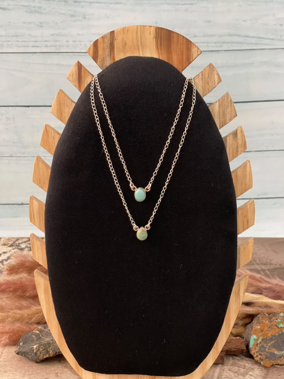 Handmade Sterling Silver Number 8 Turquoise Collection: Layered Necklace Signed Nizhoni