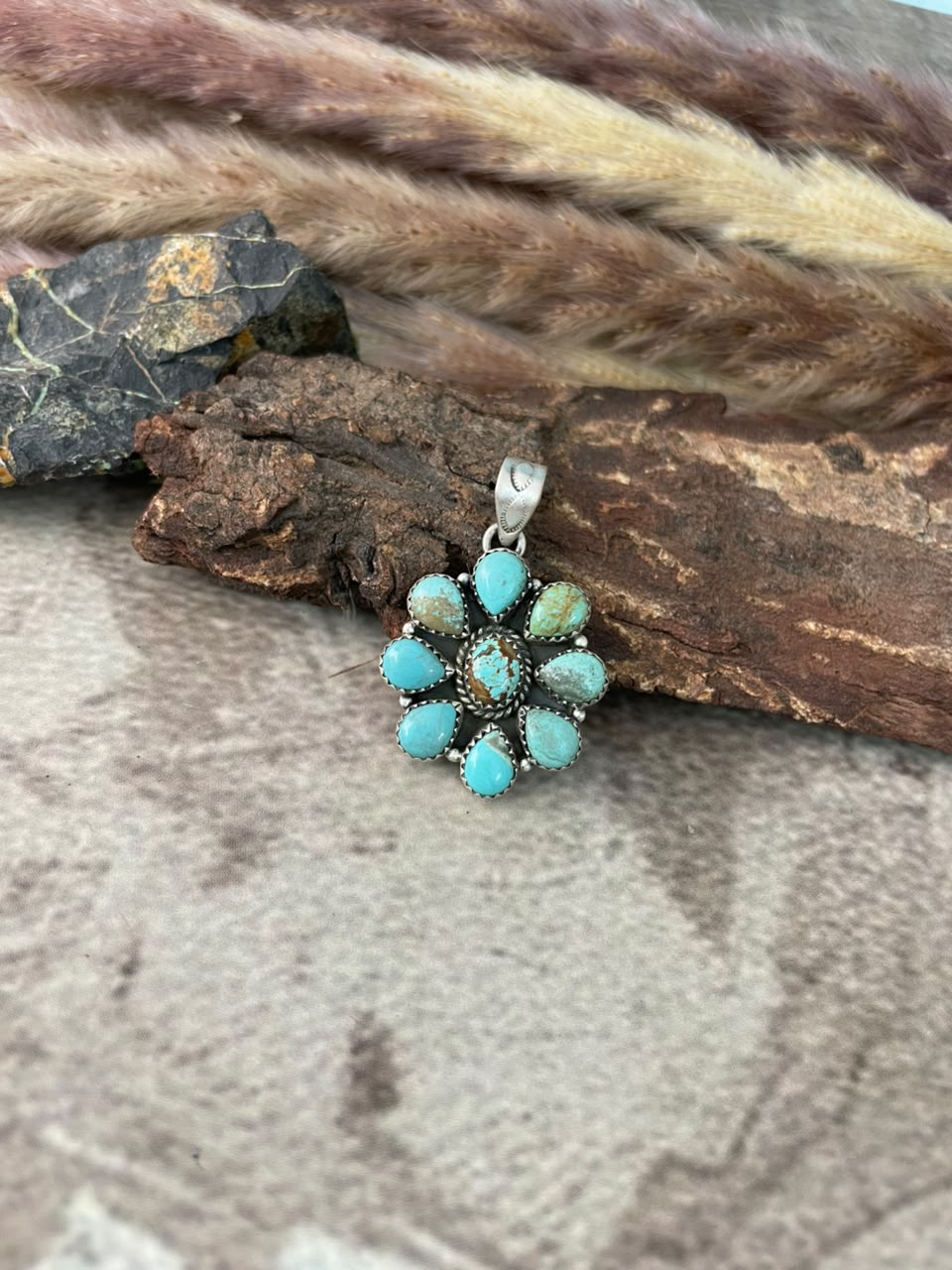 Handmade Sterling Silver Number 8 Turquoise Collection: Pendant Signed Nizhoni
