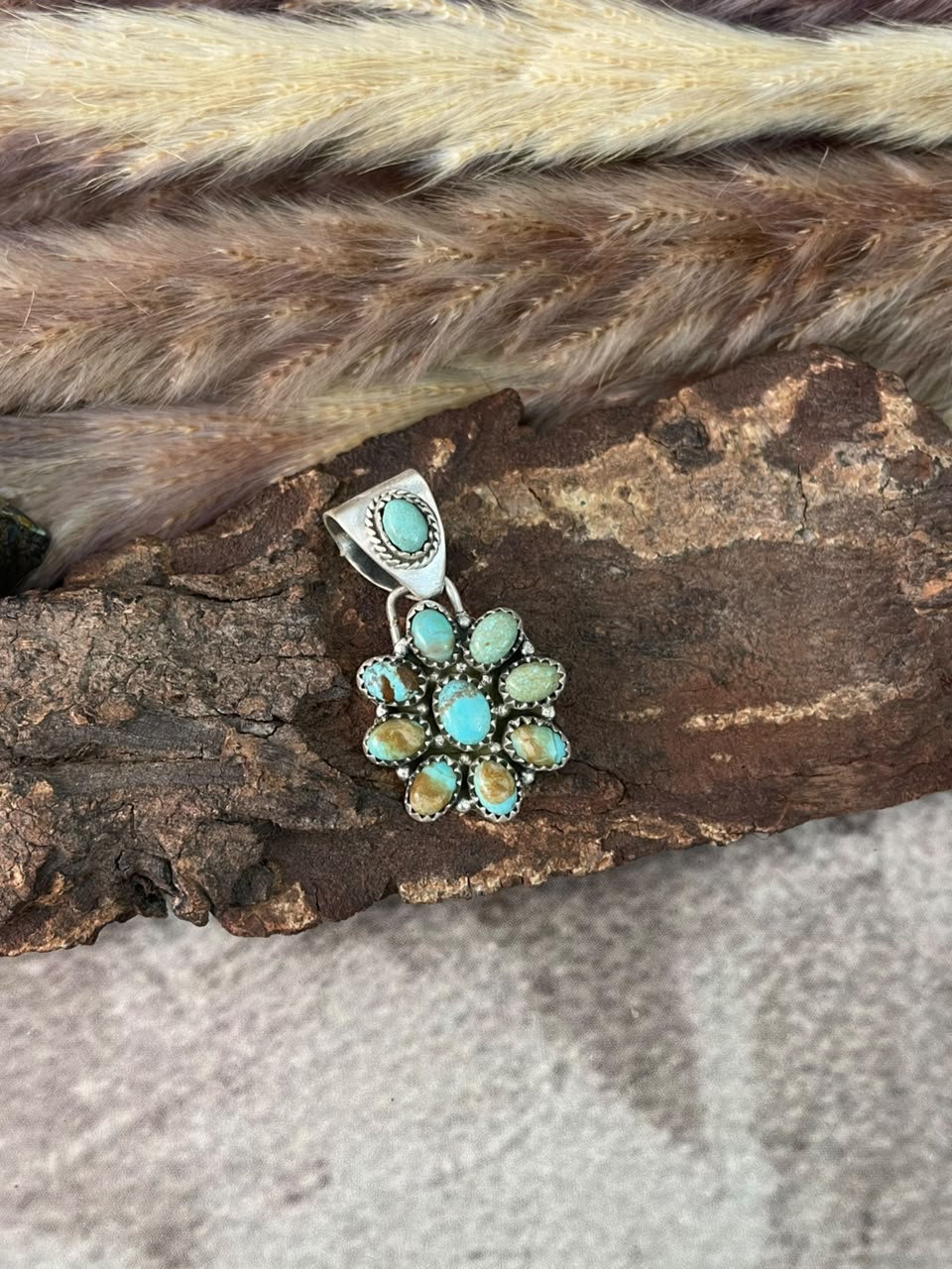Handmade Sterling Silver Number 8 Turquoise Collection: Pendant Signed Nizhoni