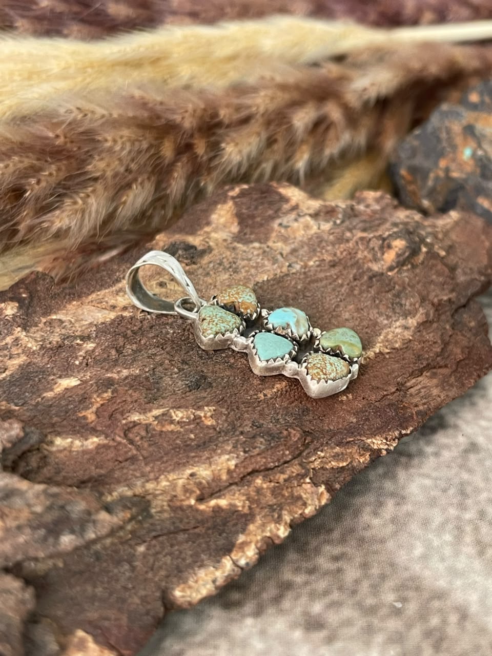 Handmade Sterling Silver Number 8 Turquoise Collection: Pendant Signed Nizhoni