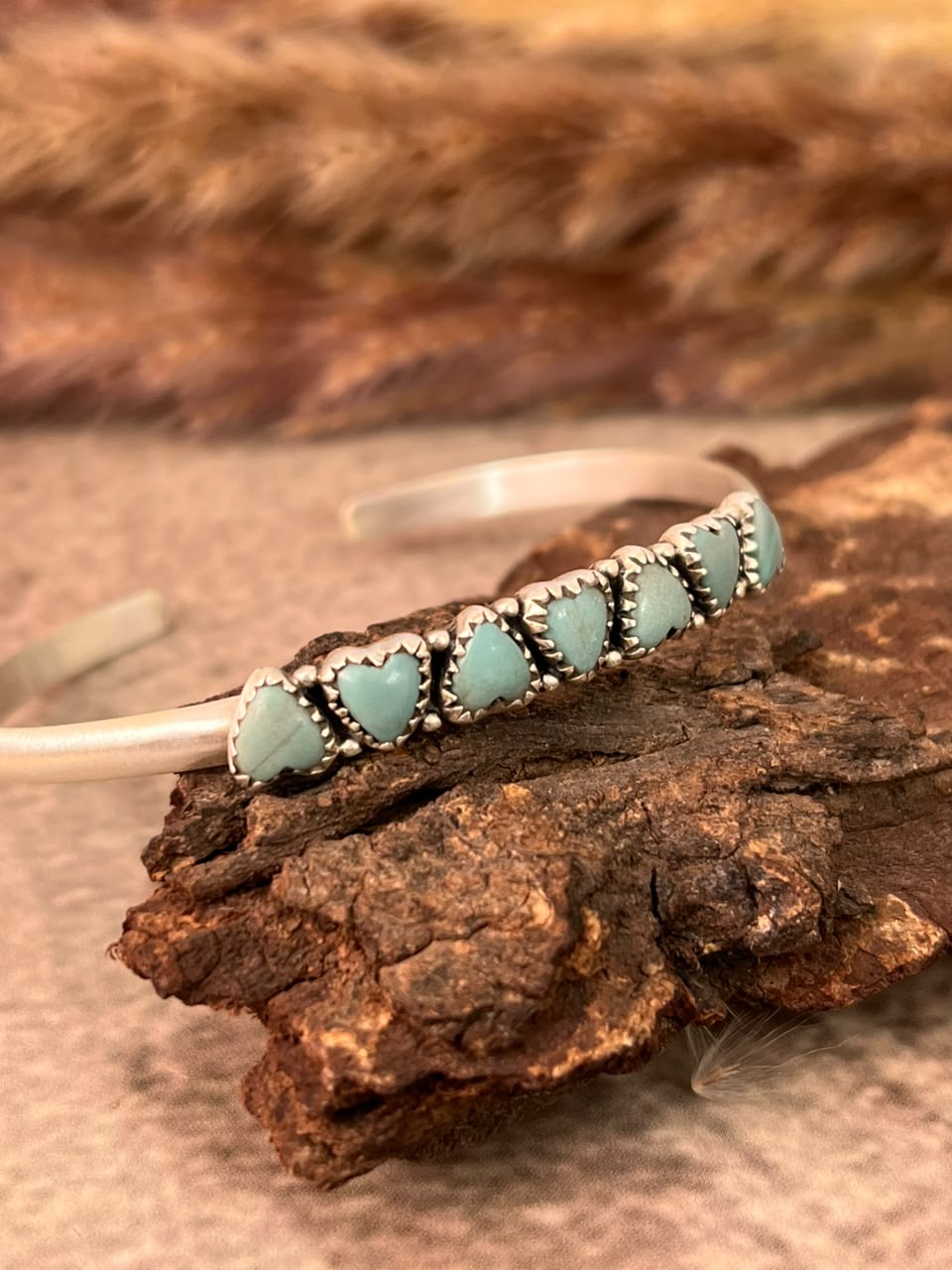 Handmade Sterling Silver Number 8 Turquoise Collection: Cuff Bracelet Signed Nizhoni