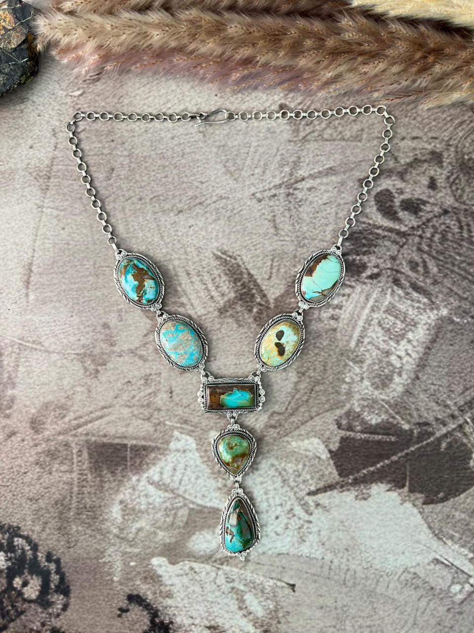 Handmade Sterling Silver Royston Turquoise Necklace Signed Nizhoni